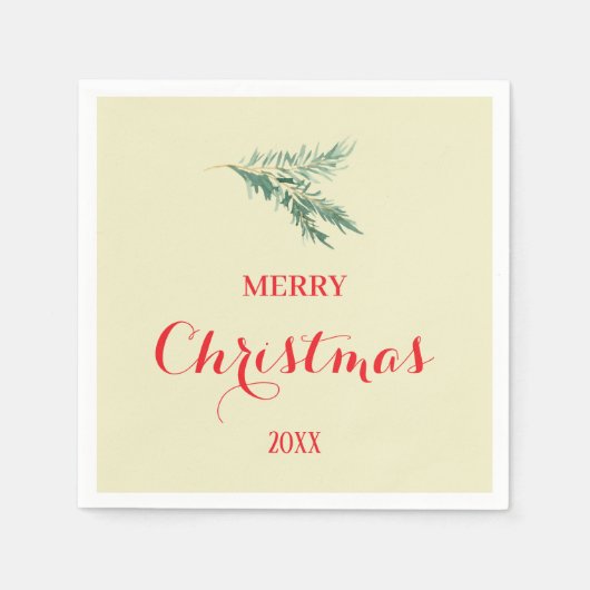 Moderner Tannenbaumzweig für Weihnachten Serviette (Vorderseite)