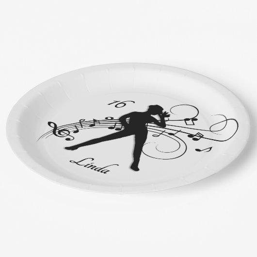 Moderner Tanz zum Geburtstag Pappteller (Schrägansicht)