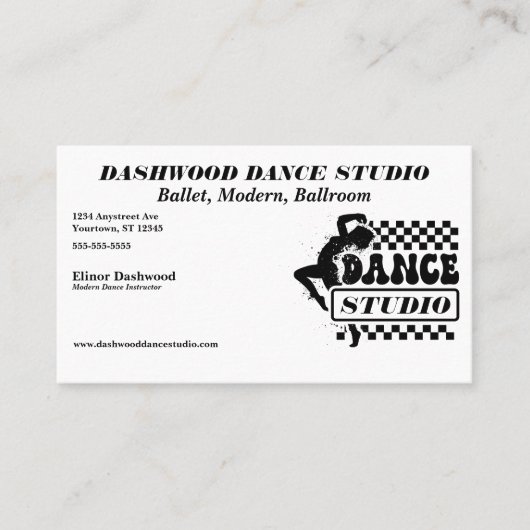 Moderner Tänzer mit Frame Dance Studio Visitenkarte (Vorderseite)
