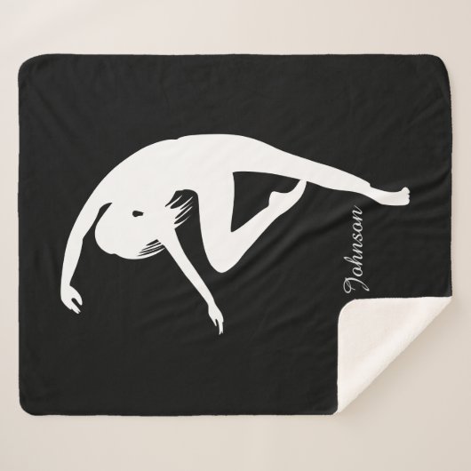 Moderner Tänzer Silhouette Tanz Schwarz & Weiß Sherpadecke (Vorderseite (Horizontal))