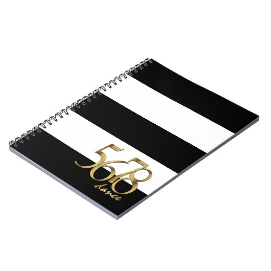 Moderner Tanztempo auf Streifenmuster Notizblock (Linke Seite)