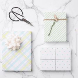 Moderner Tartan in blau-grün-gelben Tönen Geschenkpapier Set