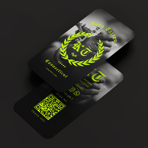 Moderner Tattoo-Künstler BW-Foto Limettengrüner Kr Visitenkarte