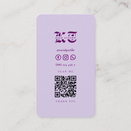 Moderner Tattookünstler Tattoooist Skull Floral Li Visitenkarte (Rückseite)