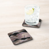 Moderner Taupe & Black Agate Silver Glitzer Getränkeuntersetzer (Rechte Seite)