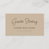 Moderner Taupe Minimalistischer QR-Code Visitenkarte (Vorderseite)