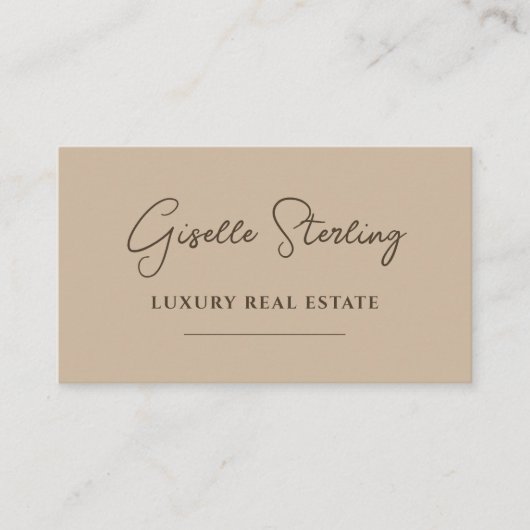 Moderner Taupe Minimalistischer QR-Code Visitenkarte (Vorderseite)