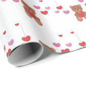 Moderner Teddy Bär mit Balloon & Greenery Party Geschenkpapier (Rolleneckpunkt)