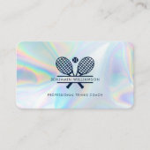 Moderner Tennis Coach Holografisch Visitenkarte (Vorderseite)