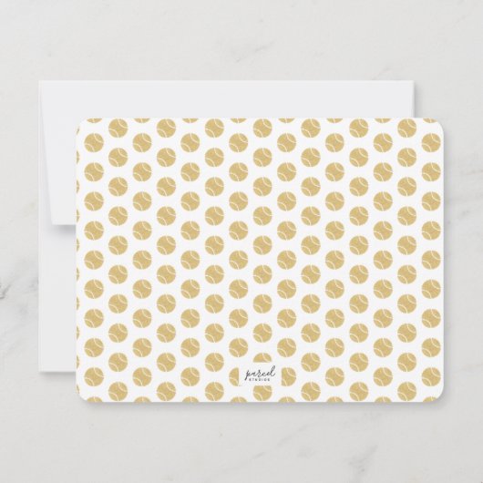 Moderner Tennis-Racquet in Gold und Weiß Vielen Da Dankeskarte (Rückseite)