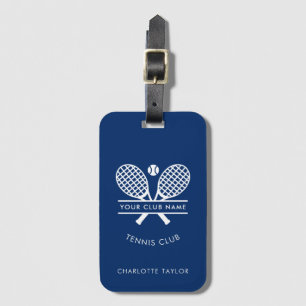Moderner Tennisclub Name Rackets Icon Blau Benutze Gepäckanhänger