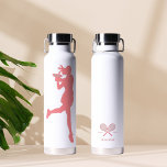 Moderner Tennisspieler Minimalistisch Trinkflasche<br><div class="desc">Das Design beinhaltet eine Spielerin und Ihren Namen auf der Rückseite der Flasche sowie ein Tischtennis-Symbol in rosa Farbe. Tolle Geschenkideen für Ihre Freunde und Familie.</div>