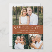 Moderner Terracotta 3 Foto QR Code Save The Date (Vorderseite)