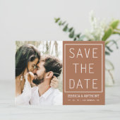 Moderner Terracotta-Save the Date Foto QR-Code Einladung (Stehend Vorderseite)