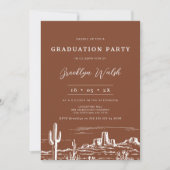 Moderner Terracotta Western Abschluss Einladung (Vorderseite)