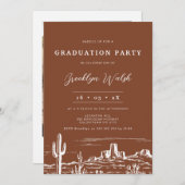 Moderner Terracotta Western Abschluss Einladung (Vorne/Hinten)