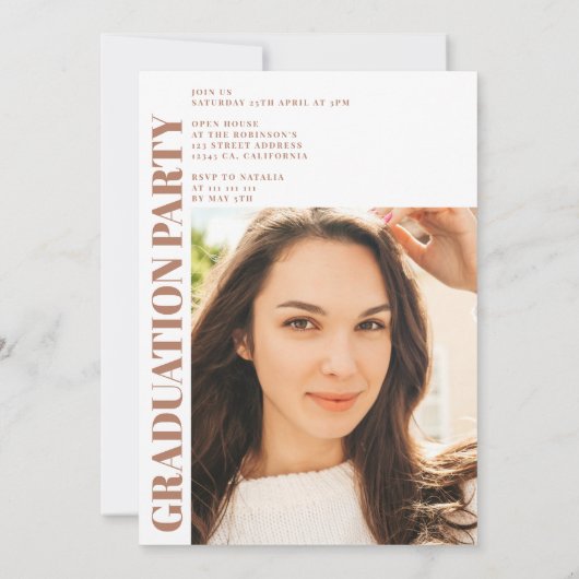 Moderner Terrakotta-Bogen 3 Foto Abschluss Einladung (Rückseite)