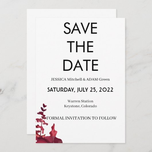 Moderner Text 10 Save the Date Einladung (Vorne/Hinten)