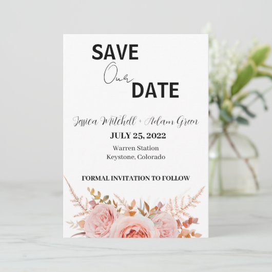 Moderner Text 2 Save the Date Einladung (Stehend Vorderseite)