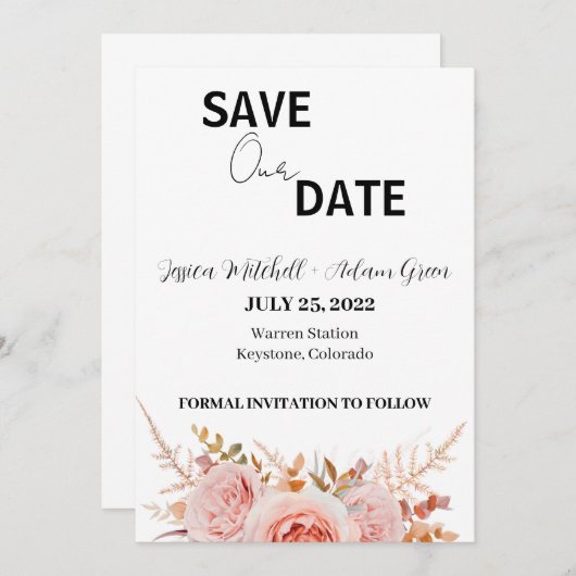 Moderner Text 2 Save the Date Einladung (Vorne/Hinten)