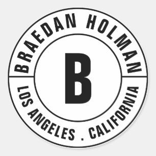 Moderner Text mit Kurven von Monogrammen Runder Aufkleber