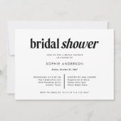 Moderner Text | Schwarz-Weiß-Brautparty Einladung (Vorderseite)