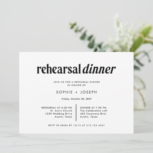 Moderner Text | Schwarz-Weiß-Probe Einladung (Stehend Vorderseite)