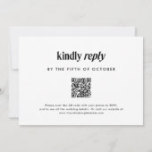 Moderner Text | Schwarzweiß-Hochzeit mit QR-Code Einladung (Rückseite)