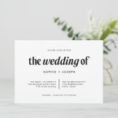 Moderner Text und Foto | Schwarz-Weiß-Hochzeit Einladung (Stehend Vorderseite)