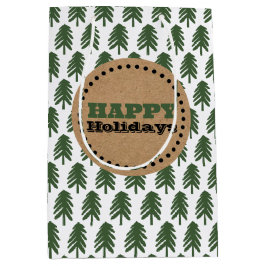 Moderner Text zu grünen und weißen Weihnachtsbaume Mittlere Geschenktüte