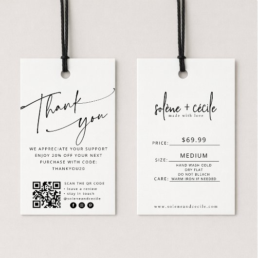 Moderner Thank You Hang-Preisschild mit QR-Code Visitenkarte