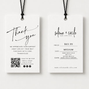 Moderner Thank You Hang-Preisschild mit QR-Code Visitenkarte
