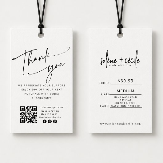 Moderner Thank You Hang-Preisschild mit QR-Code Visitenkarte