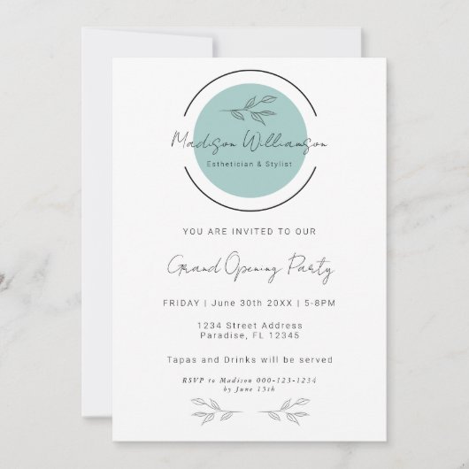 Moderner Therapeut Stylist Wellness-Center Minimal Einladung (Vorderseite)