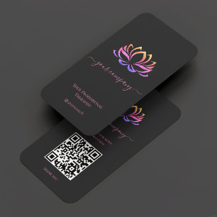Moderner Therapeut Wellness Holographic Pink Lotus Visitenkarte
