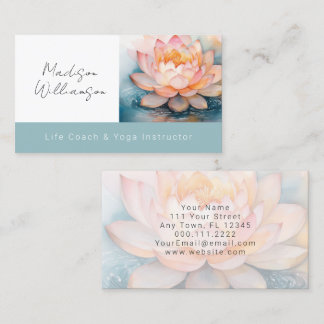 Moderner Therapeuten-Spa-Yoga-Zen-Rosa Lotusblume Visitenkarte