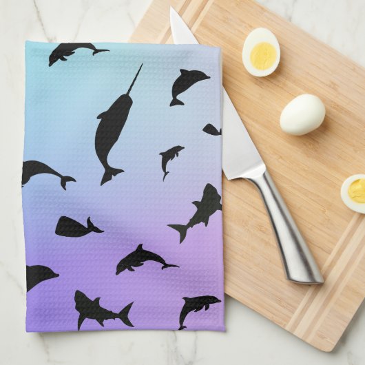 Moderner Tiefseegarnelenfisch Geschirrtuch (Viertel Falte)