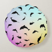 Moderner Tiefseegarnelenfisch Rundes Kissen (Rückseite)