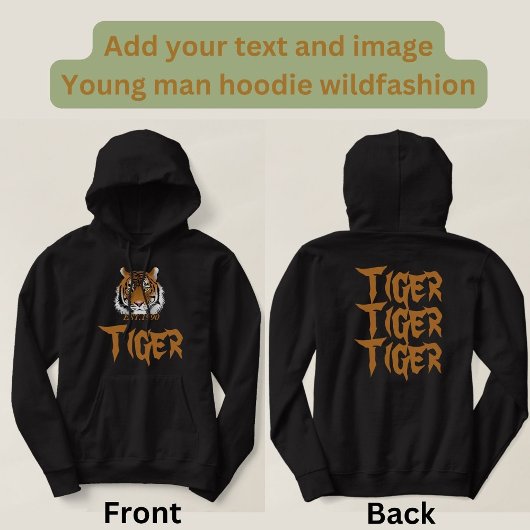 Moderner Tigerprint für ihn schwarz Hoodie