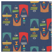 Moderner Tiki Tok Navy Blue Stoff (Nahaufnahme)