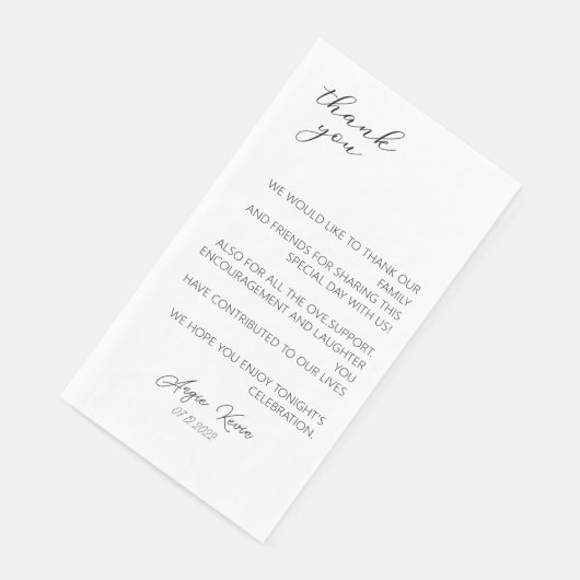 Moderner Tisch Danke Hochzeitsnapkins Serviette (Ecke)