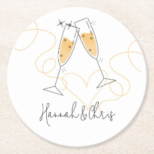 Moderner Toast Verlobung Paper Untersetzer