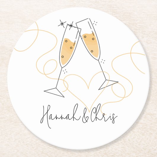 Moderner Toast Verlobung Paper Untersetzer (Vorderseite)