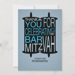 Moderner Torah danken Ihnen Grau und Blau Dankeskarte