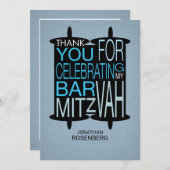 Moderner Torah danken Ihnen Grau und Blau Dankeskarte (Vorne/Hinten)