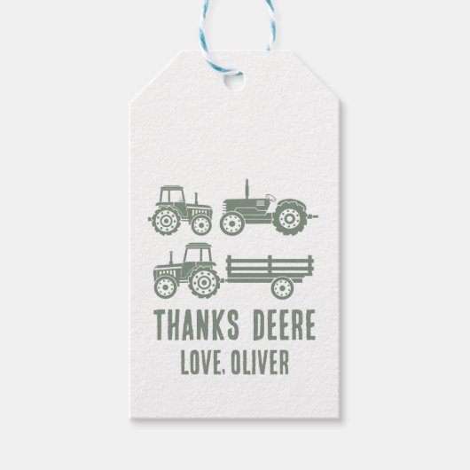 Moderner Traktor Geburtstagsfeier Geschenk Geschenkanhänger (Vorderseite)