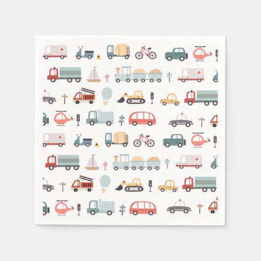 Moderner Transport Geburtstagsparty Napkins Serviette (Vorderseite)
