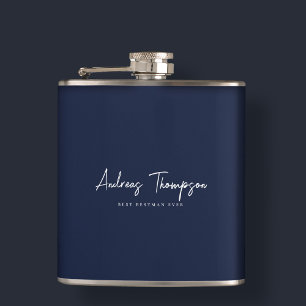 Moderner Trauzeuge Bestman Trauzeuge Dark Navy Blu Flachmann