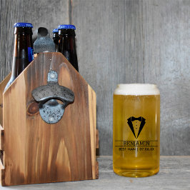 Moderner Trauzeuge Individuelle Name mit Tuxedo Dosenglas