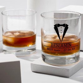 Moderner Trauzeuge Individuelle Name mit Tuxedo Whiskyglas